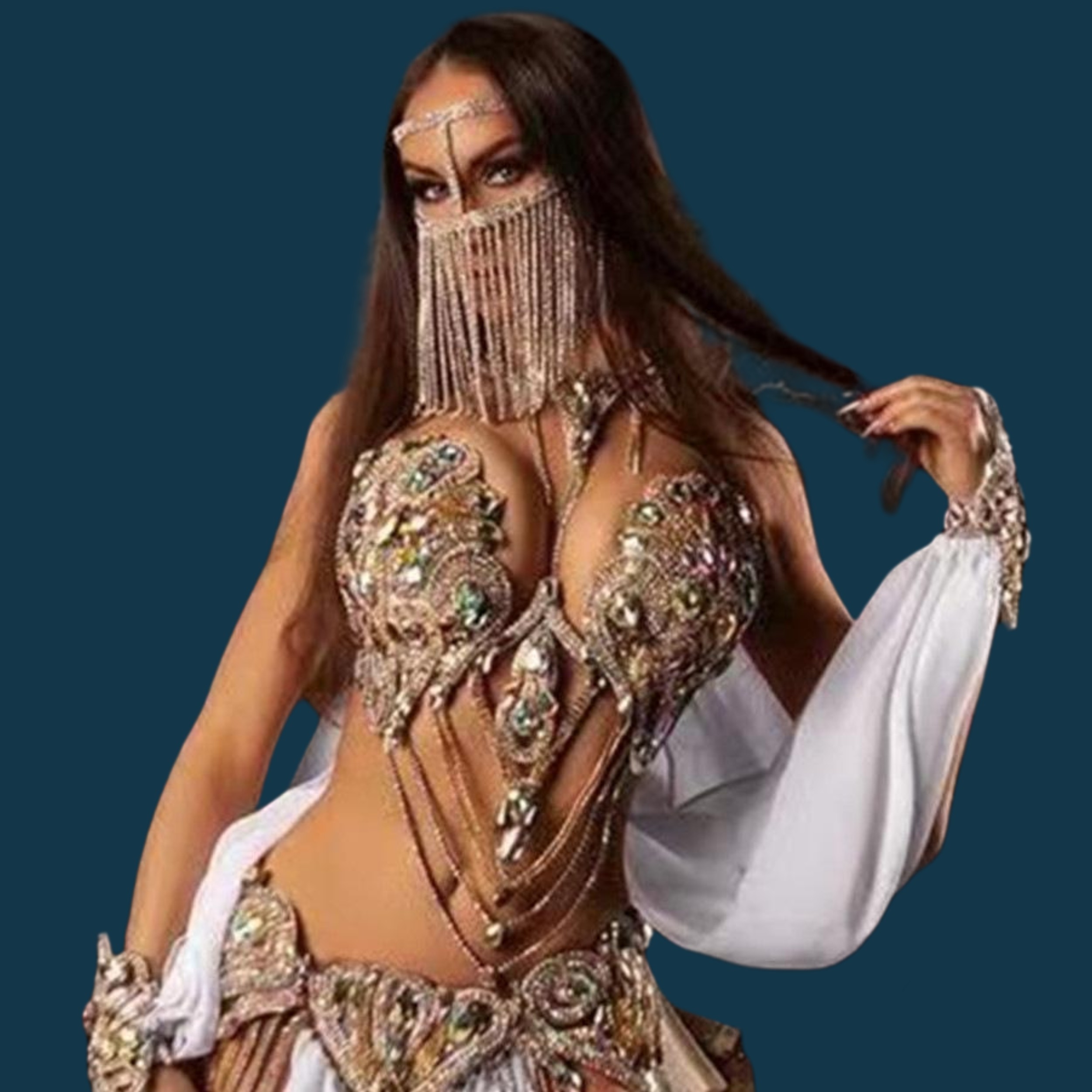 Body Jewelry High End - Biżuteria do ciała Kryształowa Seksowna Maska
