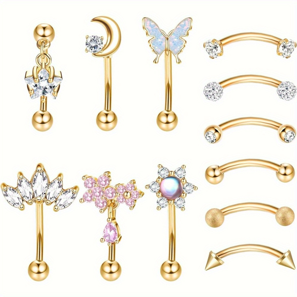 Eyebrow Curved Barbell - Florideco 1PC Biżuteria do przekłuwania wieży