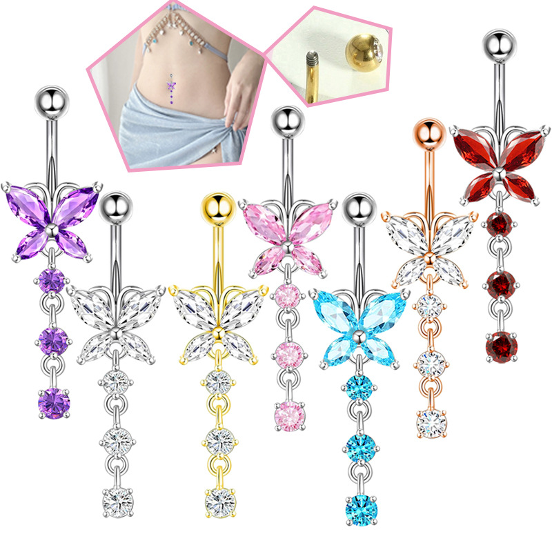 Body Jewelry Belly Button Rings - Złoty kolczyk do pępka 14GA w