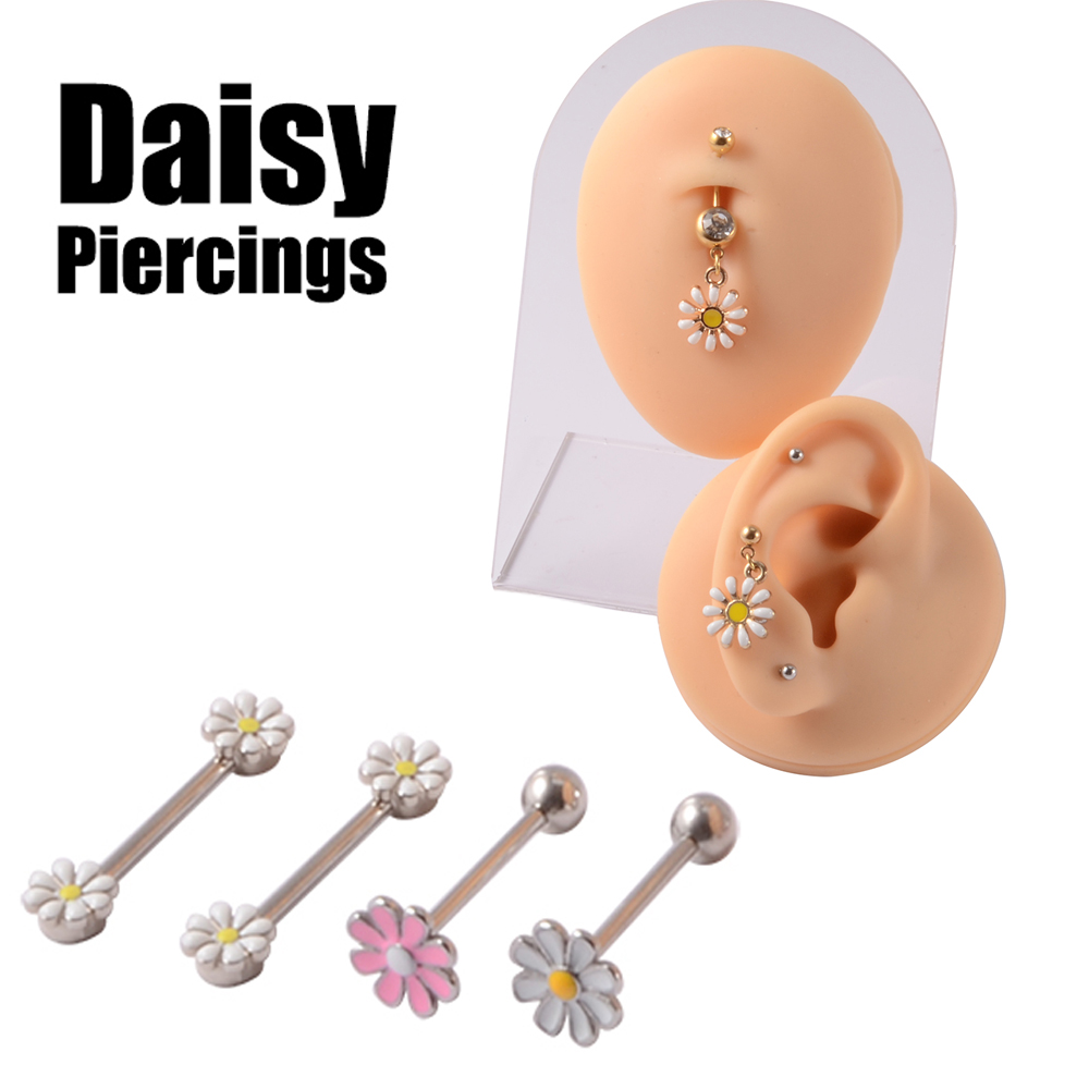 Yellow Body Jewelry - 361L stal chirurgiczna stokrotka kwiat Piercing