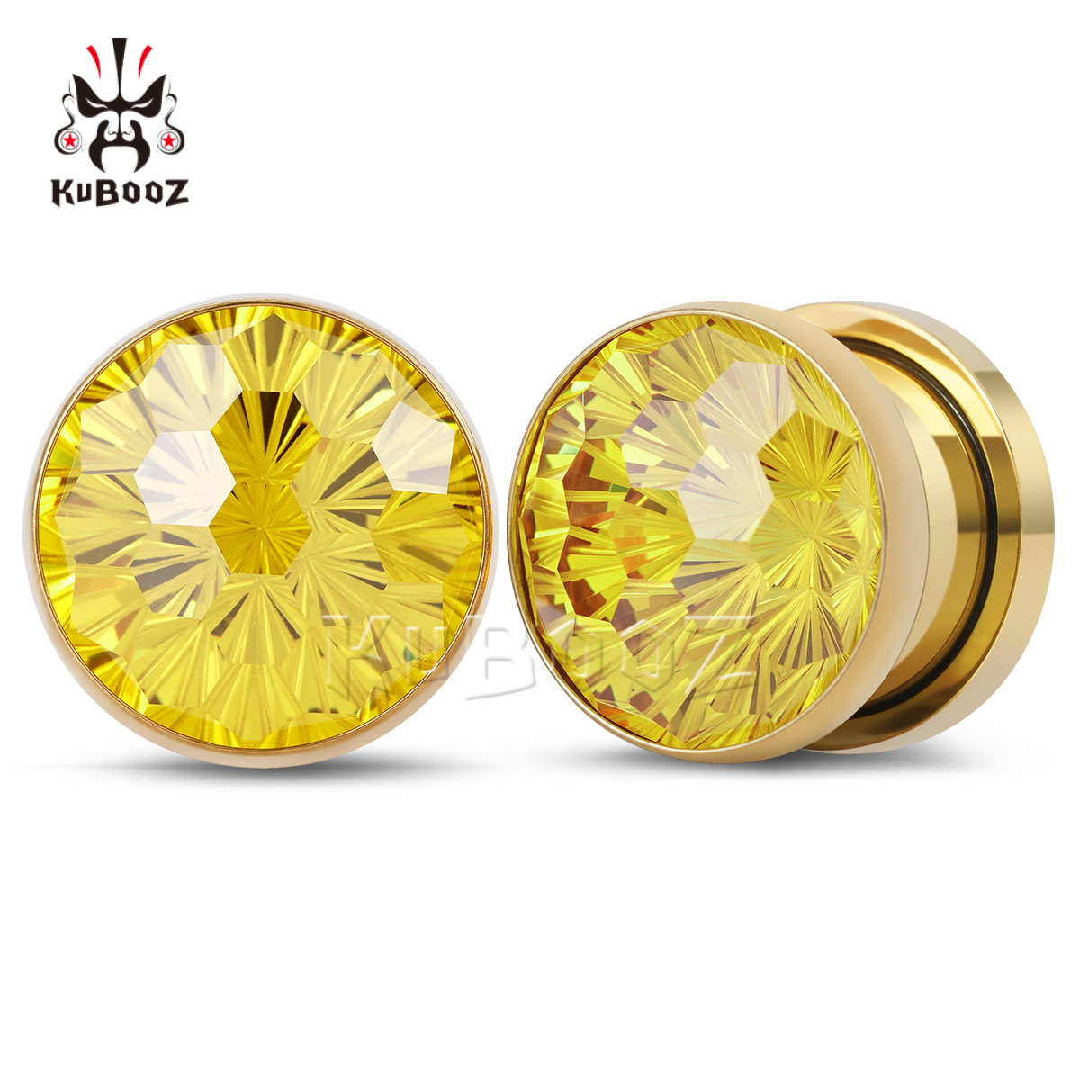 Yellow Body Jewelry - 2 SZT. Błyszczące Żółte Kryształowe Kolczyki