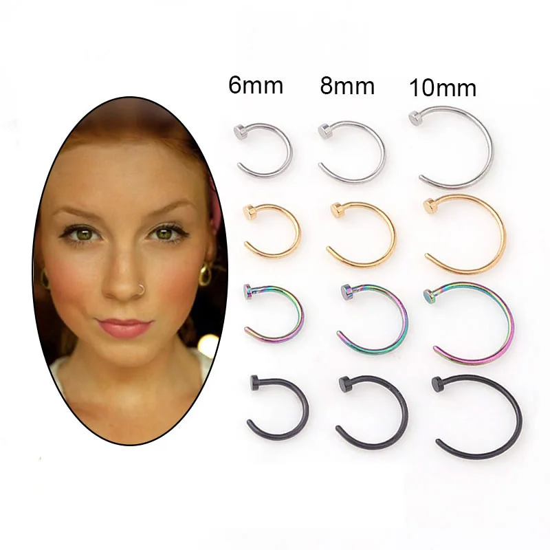 Body Jewelry Surgical Steel - 5 sztuk/partia Kolczyk do nosa, kółko