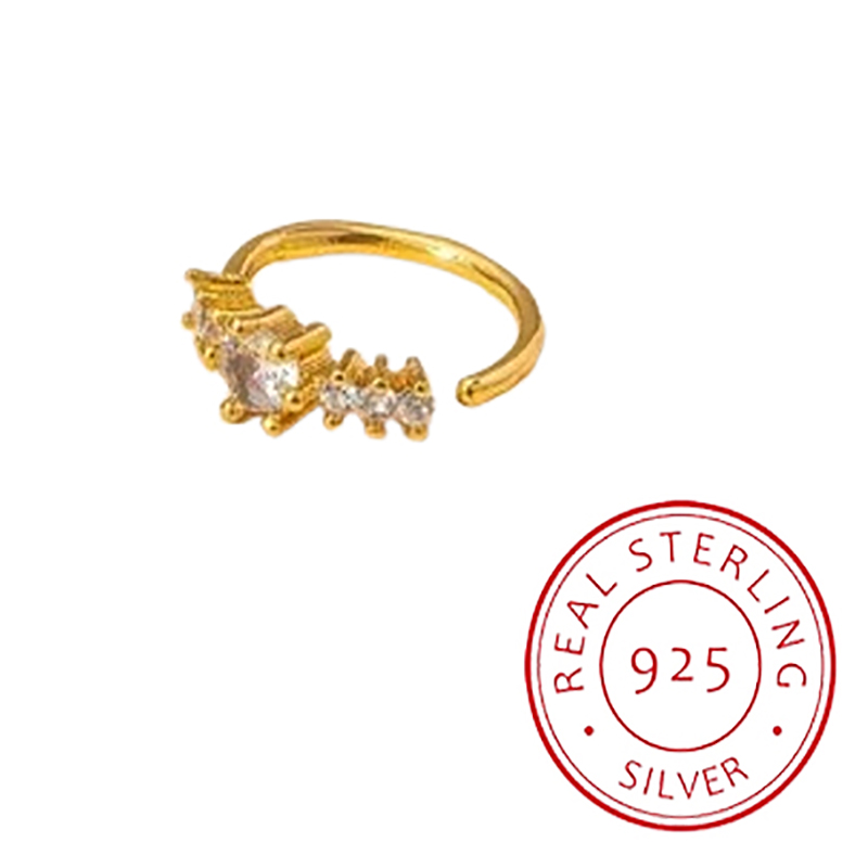Yellow Body Jewelry - Prosty jednorzędowy geometryczny S925 srebrny żółty
