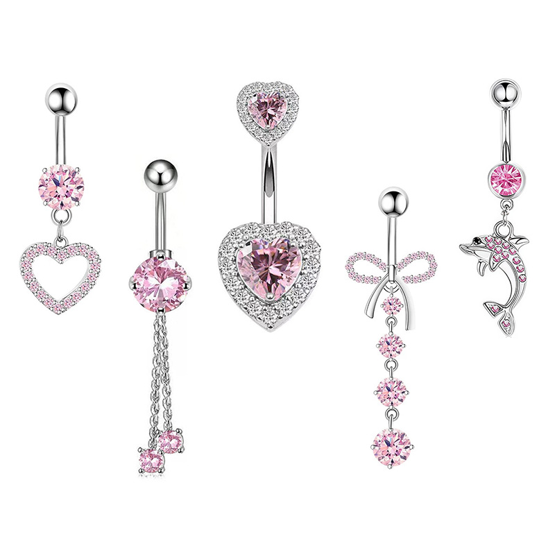 Body Jewelry Belly Button Rings - 1 SZT. Różowy Pierścień do Pępka