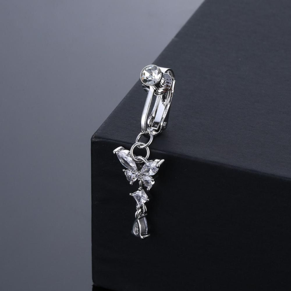 Body Jewelry Belly Button Rings - Klips na pępek z motywem motyla,
