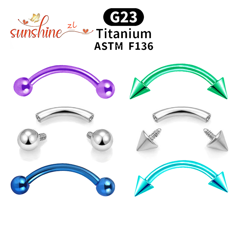Eyebrow Curved Barbell - 2 szt. Gwint wewnętrzny G23 tytanowa