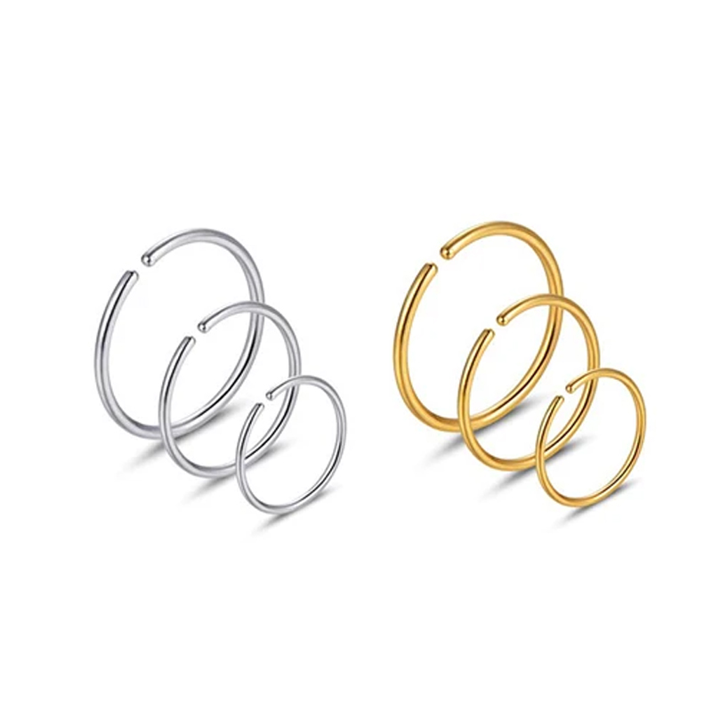 Body Jewelry Surgical Steel - 6 sztuk/partia Hipoalergiczne kolczyki do nosa,