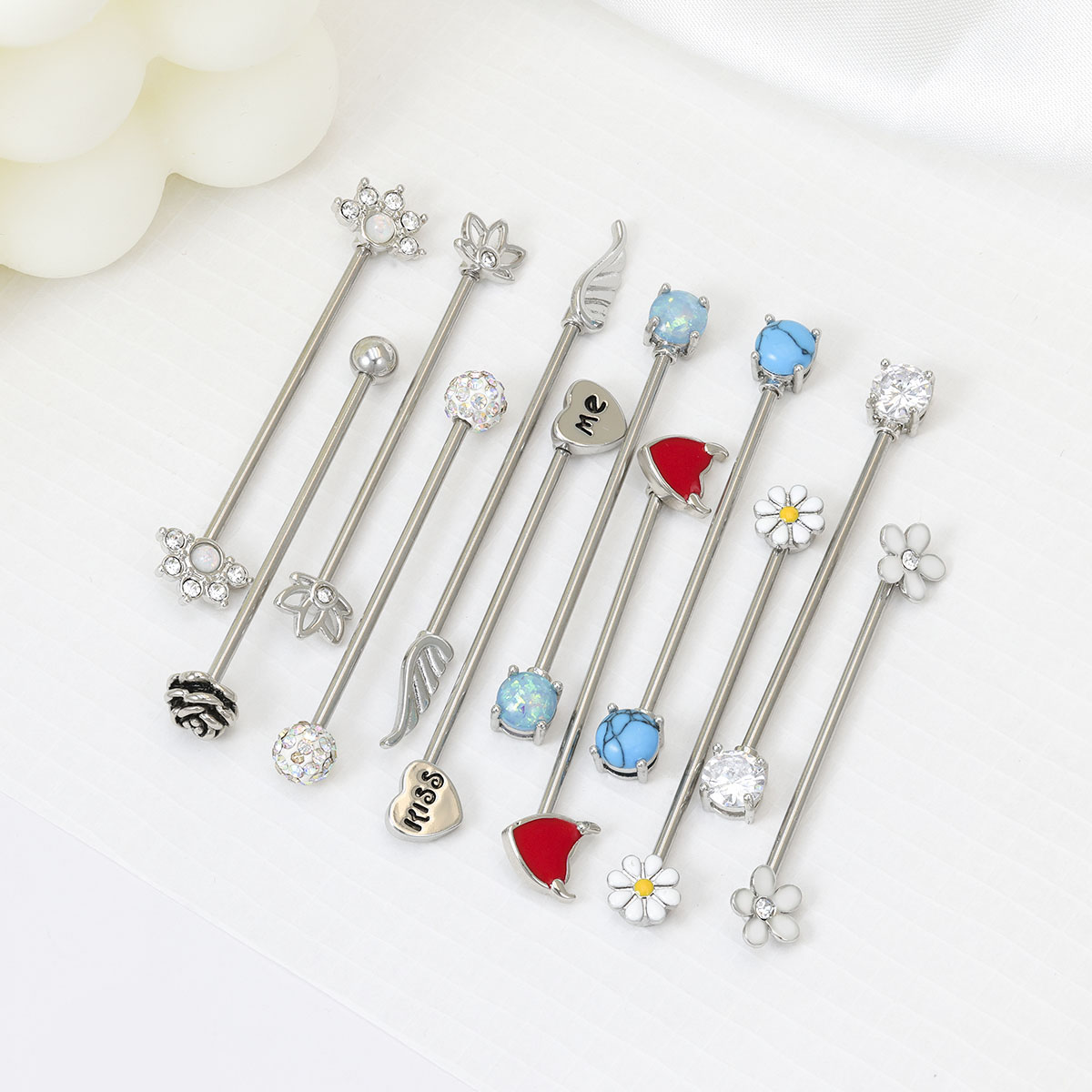 Body Jewelry Surgical Steel - 16G Strzały Serca Przemysłowa Sztanga Stal