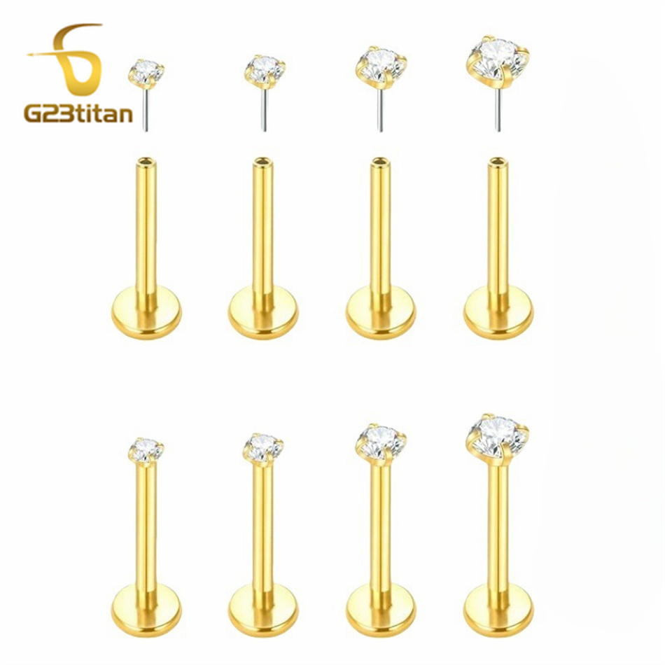Body Jewelry Labret - 2 szt. Tytanowe kolczyki typu push-in