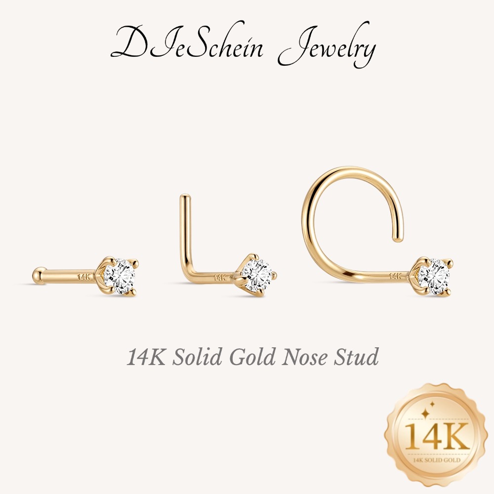 Yellow Body Jewelry - DIeSchein 14K Złoty Kolczyk do Nosa