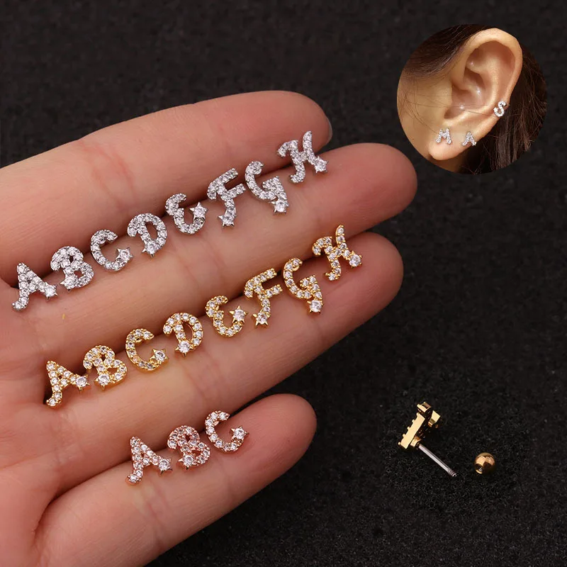 Body Jewelry Surgical Steel - Kolczyk do ucha z cyrkonią sześcienną,