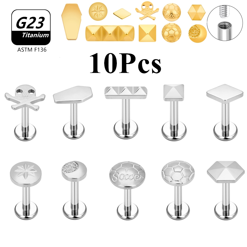 Body Jewelry Labret - 10 sztuk 16G G23 tytanowa czaszka