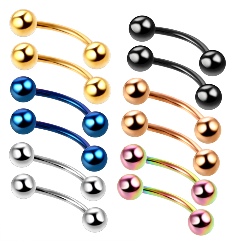 Eyebrow Curved Barbell - Partia 2 sztuk tytanu anodowanego kolorowy