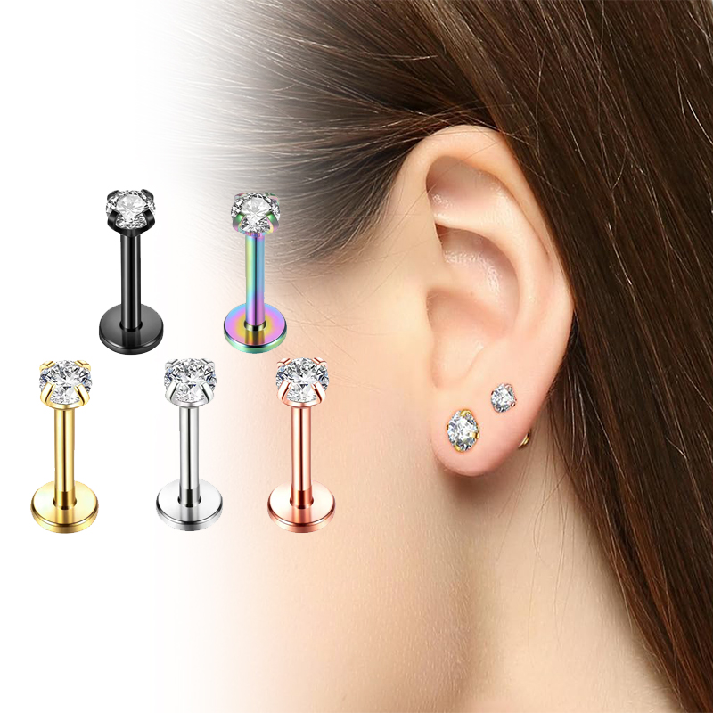 Kolczyki typu stud z cyrkonią  – Body Jewelry Labret recenzja i cena