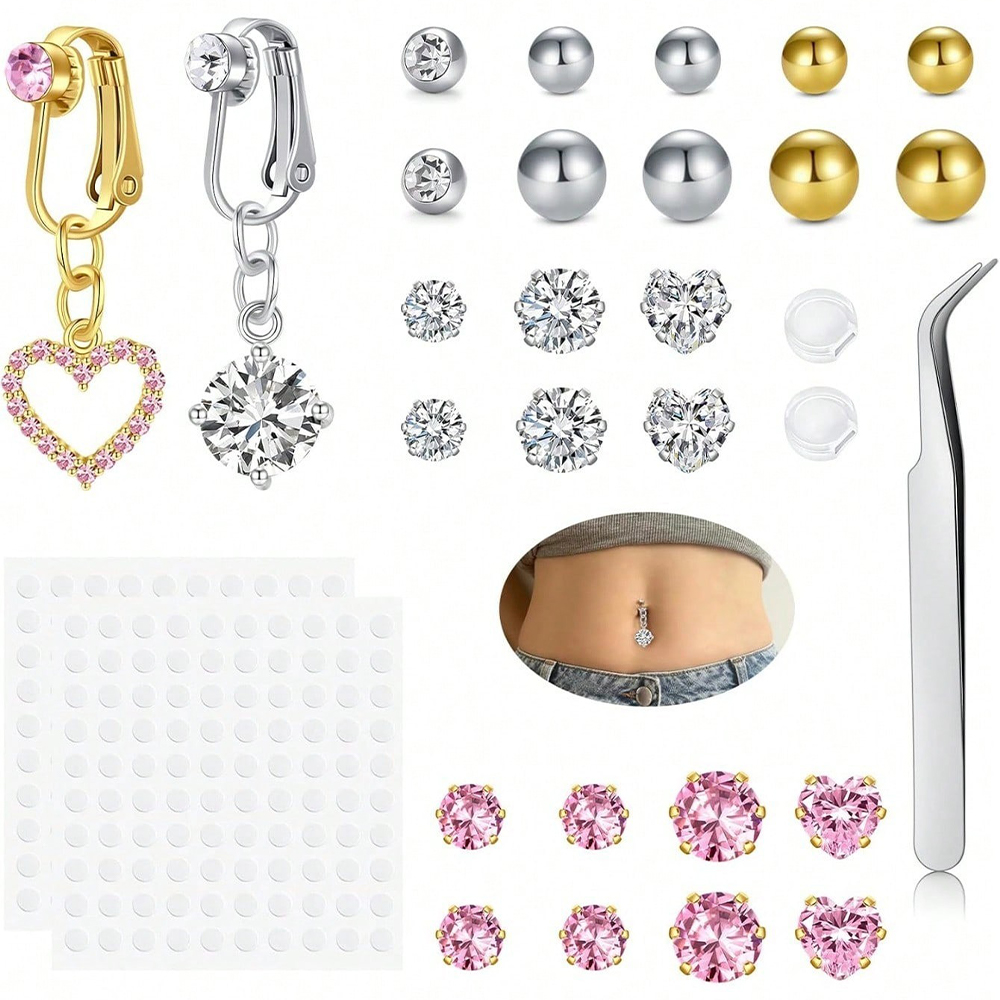 Złoty sztuczny piercing brzuch – Body Jewelry Belly Button Rings recenzja i cena