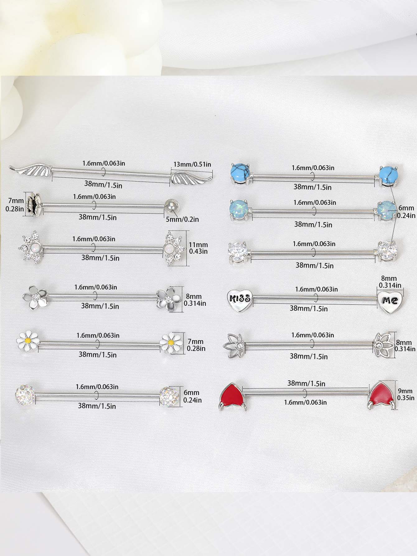 16G Strzały Serca Przemysłowa  – Body Jewelry Surgical Steel recenzja i cena
