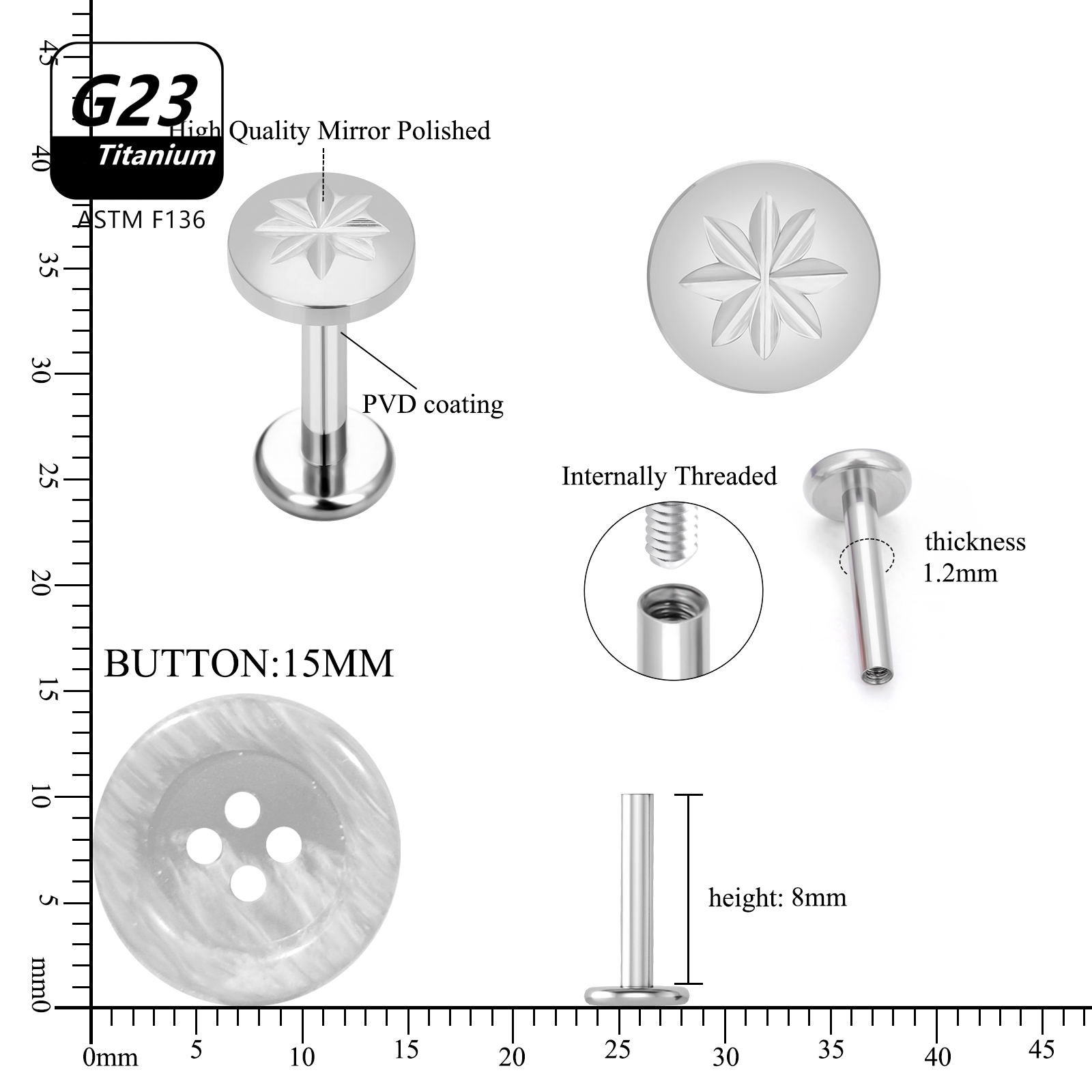 10 sztuk 16G G23 tytanowa czas – Body Jewelry Labret recenzja i cena